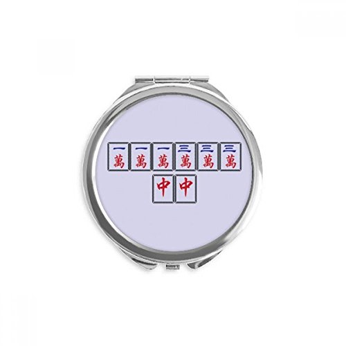 Победа Одговараат Mahjong Плочки Рака Компактно Огледало Круг Преносни Џеб Стакло