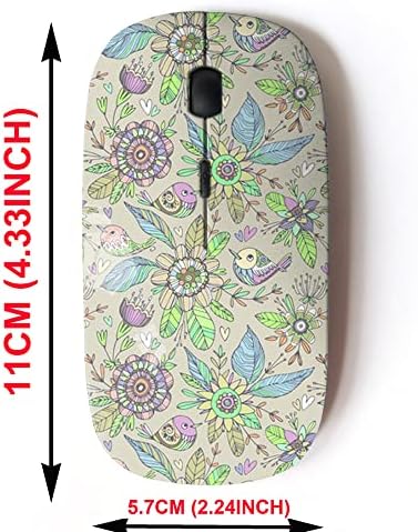 2.4 G Безжичен Глушец со Симпатична Модел Дизајн за Сите Лаптопи и Десктоп компјутери со Нано Приемникот - Птици и Цвеќиња Цртан