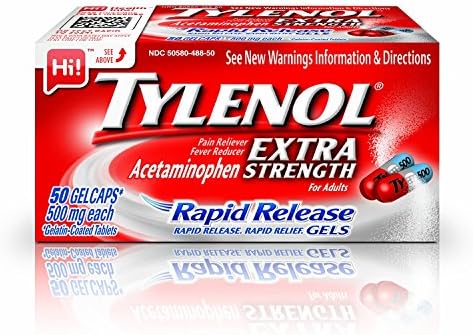 Tylenol Дополнителна Сила Брзо Ослободување Gelcaps, 50-Count