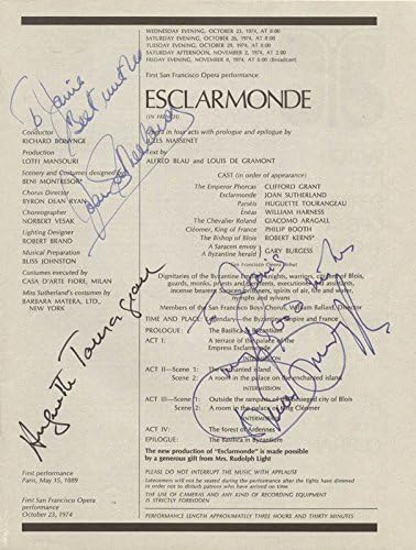 Ул. даме Џоан Sutherland - Впишани Програма Потпишан Circa 1974 со ко-signers