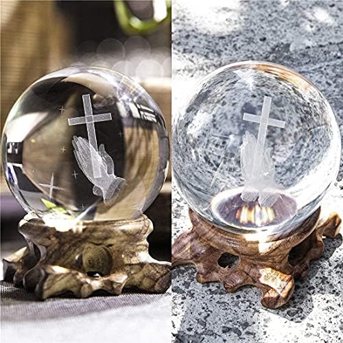 3D Кристална Топка Paperweight Стакло Fengshui со Woonden База(60mm)