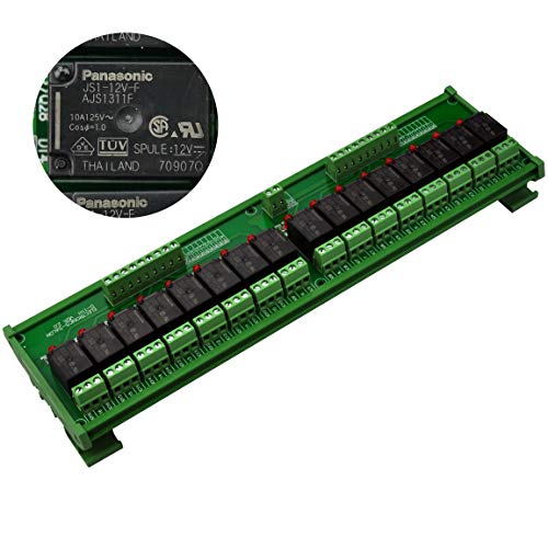 DIN Rail Монтажа 16 SPDT 10Amp Моќ Реле Интерфејс Модул (DC 12V)