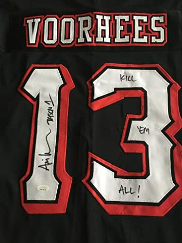 Ари Леман (Џејсон Voorhees)Убие Ем Сите петок 13-ти Филм Потпишан Autographed Хокеј Џерси со JSA ГРБ - Големина XL