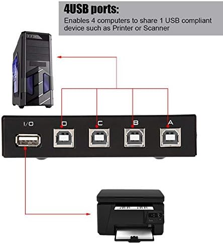 ASHATA USB 2.0 Периферните Споделување на Прекинувачот,2/4 Порт USB 2.0 Прирачник за Споделување Switch Switcher Кутија за КОМПЈУТЕР,