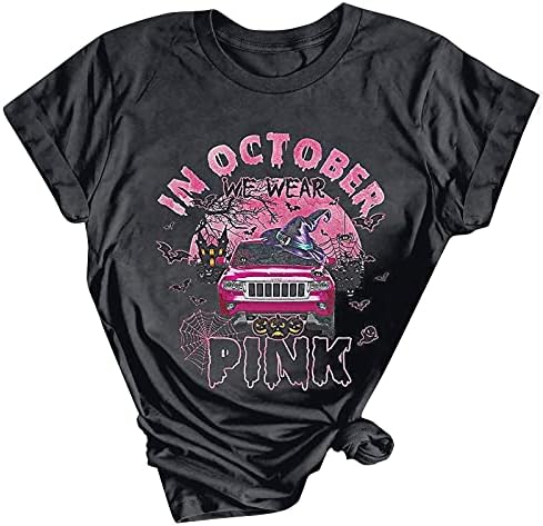 во октомври Ние Носат Розова Печати Жените Ракот на Дојката Воин Розова Панделка Маичка на Кратки Ракави Блузи