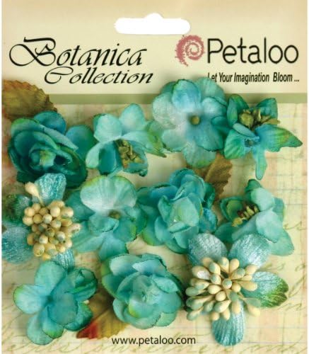 Petaloo Botanica Министерствата Декоративни Цвет, 1-Инчен, Теал, 11-Пакет