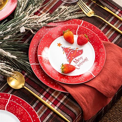 YCZDG 18-Парче Божиќ Стил Порцелан, Керамика Dinnerware Сет со 6Dessert Плоча,Чинија Супа и Вечера Плоча Поставена Подарок