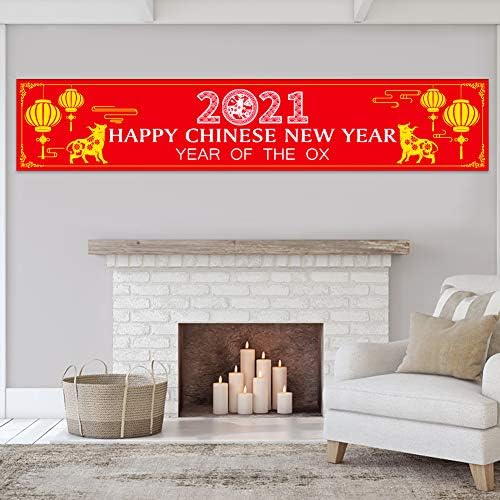 XJF Кинеската Нова Година Банер,2021 Година на ВОЛ Партија Украси,Нова Година Банер и Среќа Фенер Виси Гарланд