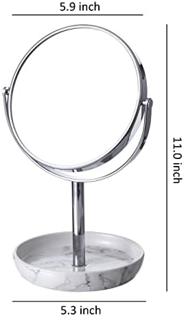 Motifeur Бања Прибор - 360 степени Ротирачки двострани Шминка Огледало со 1X/5X Зголемување, Метална Рамка и Декоративни Керамички