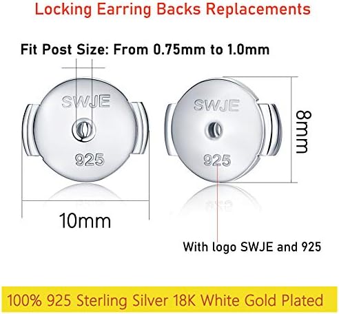 2 Пара Рамен Earring Грбот Замени Фунта Сребро 925 18K Бело Злато Позлатен Противалергиски за Жените Дијамант Studs Заклучување Обезбеди