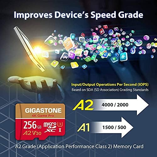 [5-Год Слободни Податоци за Обновување] Gigastone 256GB 2-Pack Micro SD Картичка, 4K Игра Про, MicroSDXC Мемориската Картичка за