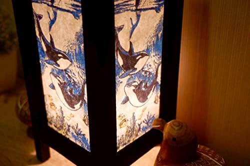 Тајландски Гроздобер рачно изработени Азија Ориентални Светилка Кит Ноќни Табела Светилка Спалната соба или на Подот Дрво Хартија