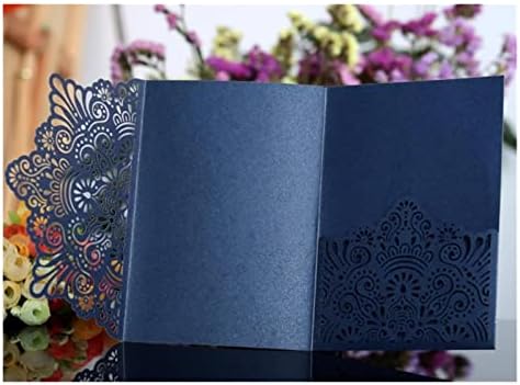 LIAZNGNA Покана 50pcs Покана Покрие Сакаат поканува Картички Носителот Џеб Свадба, Роденден Бизнис Партија Услуги (Боја : Сина)