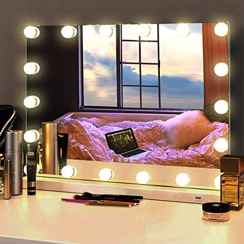 DIDIDADA Холивуд Суета Шминка Огледало со Светла 18 Dimmable LED Светилки Запалени Суета Шминка Огледало за Спалната соба Шминка