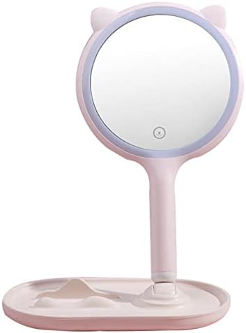 LED Шминка Огледало, 3 Боја Режими на USB Полнење, 180° Ротирачки Самостојна Огледало за Шминка,Монтажни Countertop Тркалезна Форма