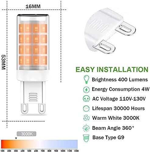 KLENTLY G9 LED Светилки Топло Бела 3000K Кујна, Микробранова Сијалица G9 Bi-Pin на База AC120V за Дома Pendant Осветлување,Ѕид-Монтирани