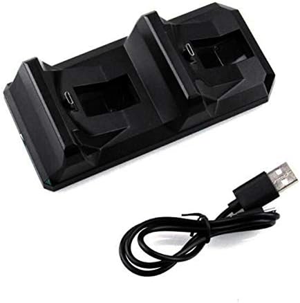 Sunnyflowk Двојна Микро USB Полнач за Трајни Полнење Dock Станица за Полнење За PS4 Контролер Корисно Видео Игра Додатоци(црна)