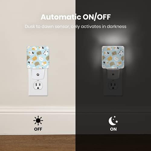 LED Ноќ Светлина 2 Пакет, Декоративни Plug-in Светлата страна Ноќ со Smart Авто Мрак за да се Зора Сензор Симпатична Nightlights