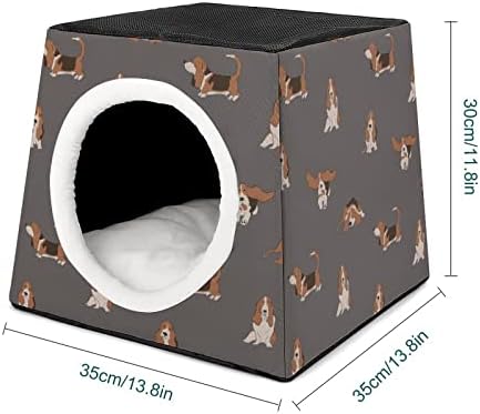 Basset Hound Dog домашно Милениче Мачка Куќа Засолниште со Мали Перница за Мачки и Мали Кучиња