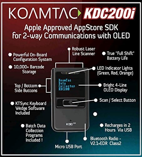 KDC200i 1D Ласерски Bluetooth бар-код Скенер