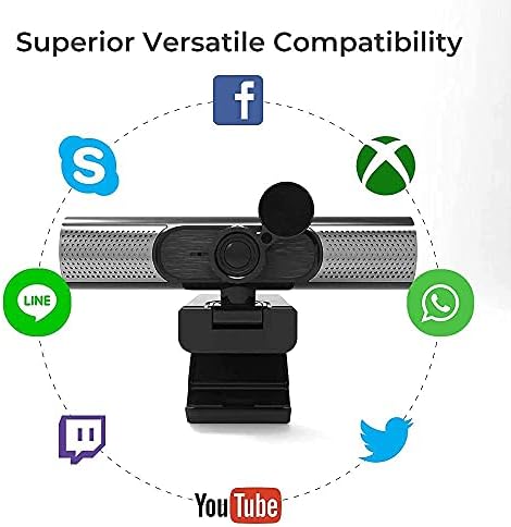 1080P HD Камера со Микрофон за Приватност Coverand Tripod,Веб камери со Камера Звучник за Конференции, USB Камера Plug and Play Компатибилен