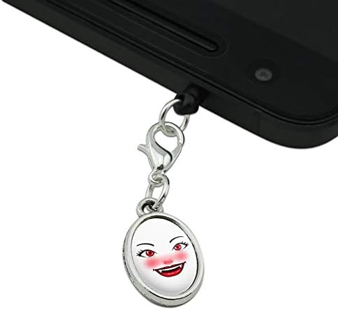 ГРАФИКА и ПОВЕЌЕ Среќни Вампир Девојка Насмеани Лице Мобилен Мобилен Телефон Џек за Слушалки Овална Шарм одговара на iPhone, iPod