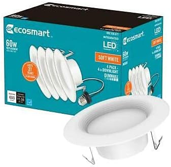 3 х 4-Pk EcoSmart 4 во. Бела Интегрирани LED Вдлабнати Трим Мека Бела -12 Светла