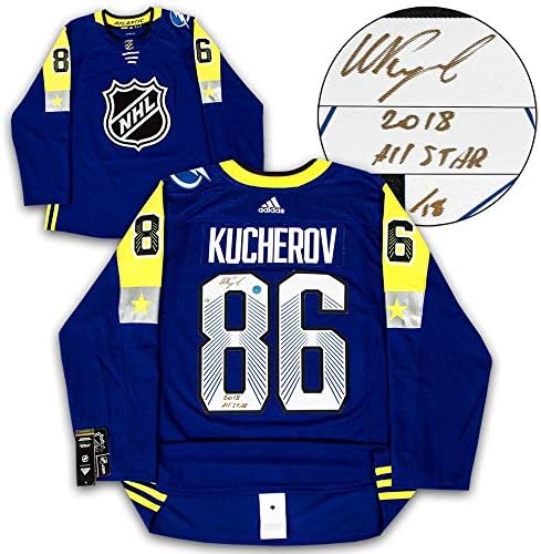Никита Kucherov 2018 All Star Игра Потпиша & Впишани Adidas Џерси /18 - Autographed NHL Дресови