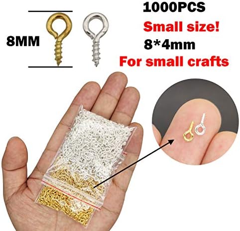 1000pcs Мала Завртка Очи Pin за Накит Одлуки Сребро Злато 8мм х 4mm Мини Отворот Куки за Смола од Глина Украс Keychains