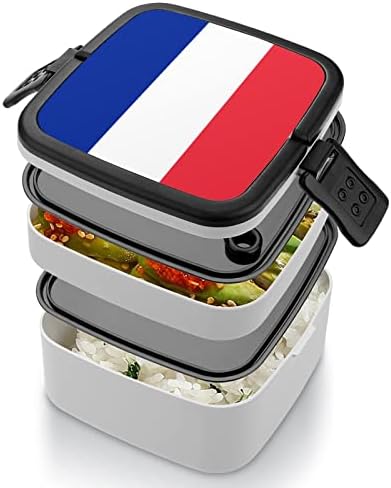 Знамето на Франција Печатење на Сите Во Еден Двоен Слој Бенто Кутија за Возрасни/Деца Ручек Кутија Комплет Оброк Првично Контејнери