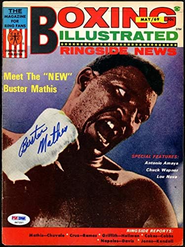Buster Mathis Autographed Бокс Илустрирано Списание Покрие PSA/ДНК S47257 - Autographed Бокс Списанија