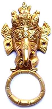 Sharvgun Ganesha Лице Месинг Вратата Knockers Вратата Décor Showpiece Метал Figurine 1.32 lbs, 8 Инчен