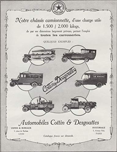 1922 COTTIN & DESGOUTTES CAMIONETTES 1500/2000 KG * Notre Шасија Camionette, d'une полнење utile-.* ГРОЗДОБЕР ГОЛЕМИ НЕ-БОЈА АД -