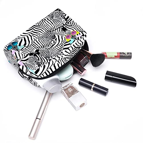 Zebras Црно Бела Козметички Кеси за Жените Патување Toiletry Торбичка Патент Торба шминка Кеси