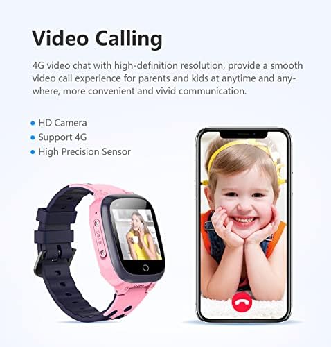 HANDA 4G Деца Smart Watch со Full HD Екран на Допир за Видео Повик,Гласовен Разговор,Камера,Аларм,СОС,Игри IP67 Водоотпорен WiFi,