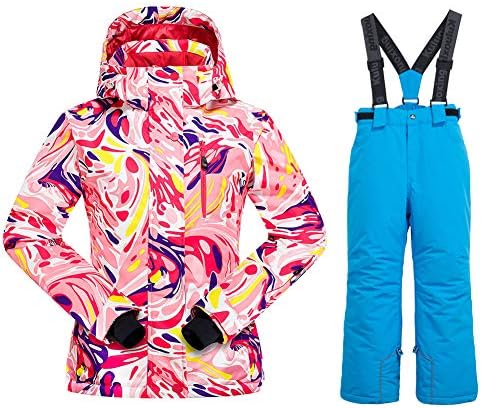 Девојки Изолирани Ски Јакна + Панталони Windproof Водоотпорен Snowsuit (САД 4 - НИ 16)