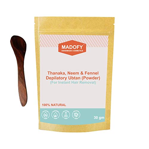 madofy рачно изработени козметика Madofy Thanaka, Neem И Анасон Depilatory Ubtan 30 Гм Со Дрвена Лажица За Коса Отстранување - Раце,