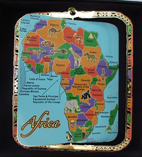 Африка Мапата Украс Боја Месинг Црна Leatherette Подарок Кутија
