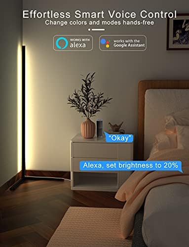 Ceinarry Агол Подот Светилка, RGB Smart Светилка Боја се Менува Dimmable LED Агол Светилка со Bluetooth Стан, Модерен Стои Ламба