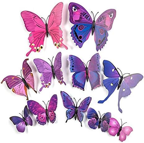 Caroma 12 КОМПЈУТЕРИ 3D Пеперутка Ѕид Decals,Пеперутка Налепници Уметност Decal Отстранлив за Домашна Декорација Детска Соба