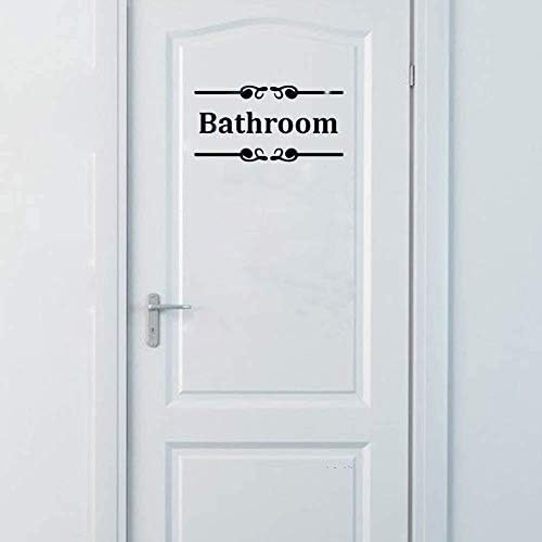 Бања Ѕид Налепници - Отстранлив Писмо Уметност Decal - Тоалет Вратата На Логото Додатоци - Home Градинка Бања Декорација (Црна)