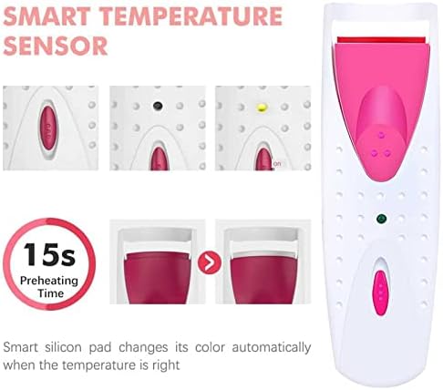 Загреан Eyelash Curler, Електрични Eyelash Curler за Жени, со Температура уреди со покажувач на Силиконски Греење Влошки, Природни