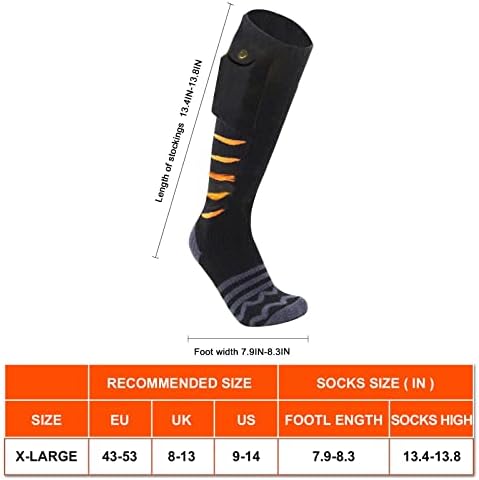 Загреан Чорапи за Мажи Жени,Полнење Електрични Чорапи Батерија Управувана Зима Топли Чорапи со СТАН Далечински Управувач 7 Топлина