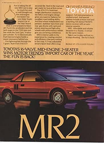 Списанието се Печати Ад: Црвена 1985 Тојота MR2 Спорт Купе,16-Вентил Средината на Моторот 2-Седишта Победи Моторни Тренд е 'Увоз