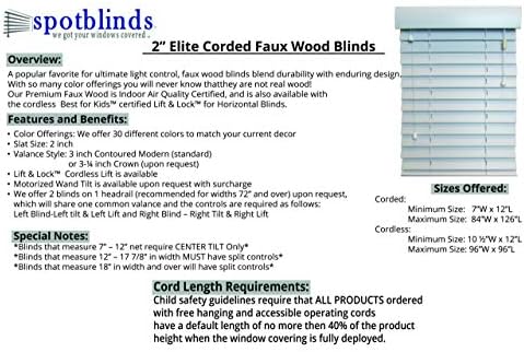 spotblinds 2-Инчен Елита Corded Faux Дрво Хоризонтална Ролетни со Contoured Урбани Valance Изберете Големина, Боја & Планината Тип