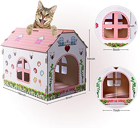 BZTSGJ Вила во Облик на Мачка Куќа со Windows Отстранлив Мачка Засолниште Големи Затворен Складирање Мачка Куќа за Мачиња и Возрасни