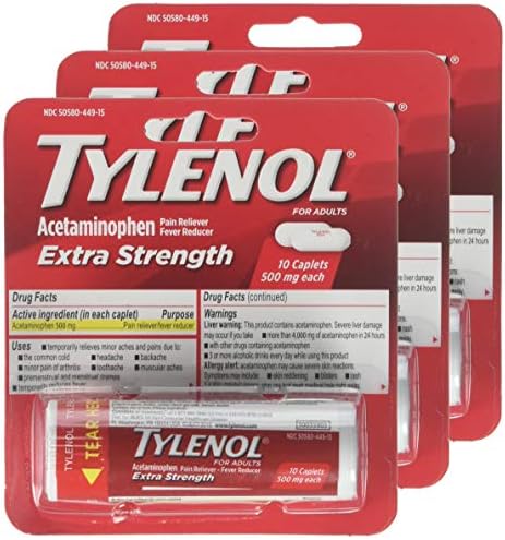 Tylenol Дополнителна Сила Caplets со 500 mg Ацетаминофен, Болка Знаците & Треска Редуктор, За Главоболка, Backache & Менструалниот