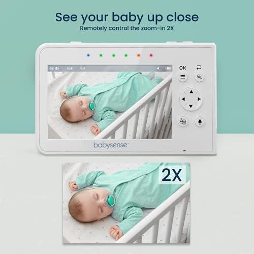 Бебе Монитор, Babysense 4.3 Split Екран, Видео Бебе Монитор со Две Камери и Аудио, Далечински PTZ, 960ft Опсег (Отворен Простор),
