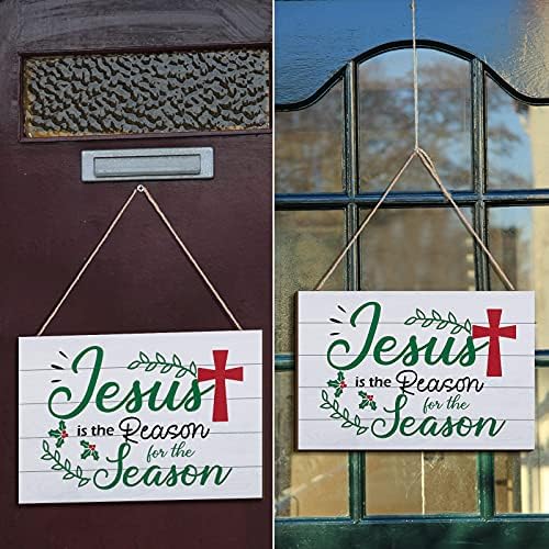 Божиќ Исус Дрво Знак Исус е Причина за Сезоната Виси Знак Nativity Крстот Сцена Ѕид Оркестарот Елка Украси за Божиќни Празник Вратата