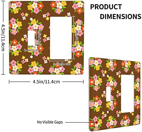 Цвеќиња 2-Банда го Вклучите Уредот Комбинација Switch Ѕид Плоча Штекер Покрие Faceplate Декоратор Стандардна Големина 4.5 x 4.5